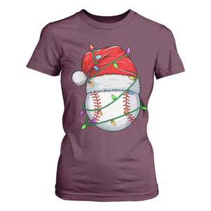Christmas Baseball T Shirt For Women Santa Hat Sports Men Boys Xmas Pajamas TS10 Maroon Print Your Wear