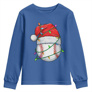Christmas Baseball Youth Sweatshirt Santa Hat Sports Men Boys Xmas Pajamas TS10 Royal Blue Print Your Wear