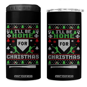 Baseball Ugly Christmas 4 in 1 Can Cooler Tumbler I'll Be Home For Xmas TS10 One Size: 16 oz Black Print Your Wear