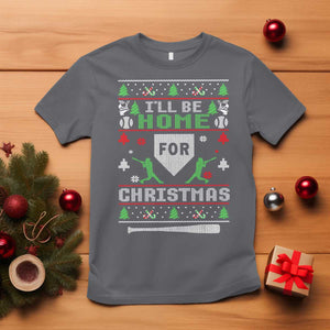 Baseball Ugly Christmas T Shirt I'll Be Home For Xmas TS10 Charcoal Print Your Wear