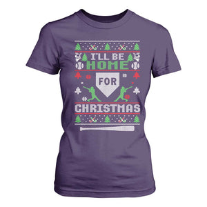 Baseball Ugly Christmas T Shirt For Women I'll Be Home For Xmas TS10 Purple Print Your Wear