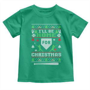 Baseball Ugly Christmas Toddler T Shirt I'll Be Home For Xmas TS10 Irish Green Print Your Wear