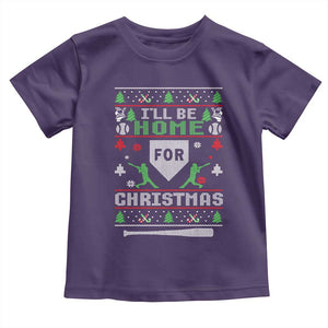 Baseball Ugly Christmas Toddler T Shirt I'll Be Home For Xmas TS10 Purple Print Your Wear
