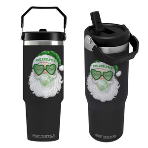 Christmas PFE Flip Straw Tumbler Vintage Retro Santa Bubble Gum Game Day TS10 One Size: 30 oz Black Print Your Wear