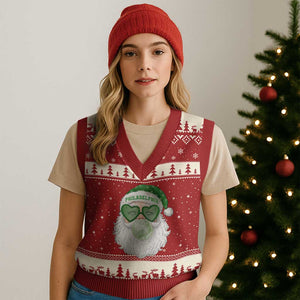 Christmas PFE V-Neck Knit Sweater Vest Vintage Retro Santa Bubble Gum Game Day TS10 Red Beige Print Your Wear