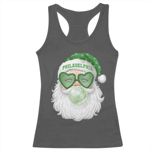 Christmas PFE Racerback Tank Top Vintage Retro Santa Bubble Gum Game Day TS10 Dark Heather Print Your Wear
