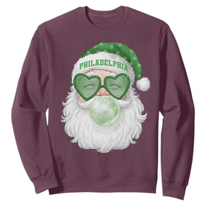 Christmas Philadelphia Fan Sweatshirt Vintage Retro Santa Bubble Gum Game Day TS10 Maroon Print Your Wear