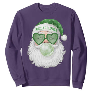 Christmas Philadelphia Fan Sweatshirt Vintage Retro Santa Bubble Gum Game Day TS10 Purple Print Your Wear