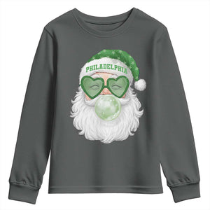 Christmas PFE Youth Sweatshirt Vintage Retro Santa Bubble Gum Game Day TS10 Dark Heather Print Your Wear
