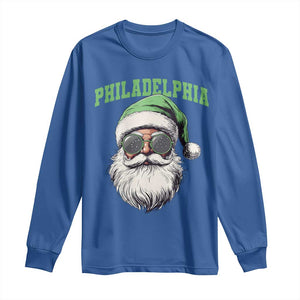 Christmas PFE Long Sleeve Shirt Vintage Santa Claus Face Game Day TS10 Royal Blue Print Your Wear