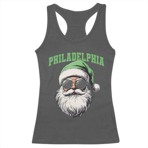 Christmas PFE Racerback Tank Top Vintage Santa Claus Face Game Day TS10 Dark Heather Print Your Wear