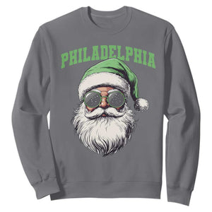 Christmas Philadelphia Fan Sweatshirt Vintage Santa Claus Face Game Day TS10 Charcoal Print Your Wear