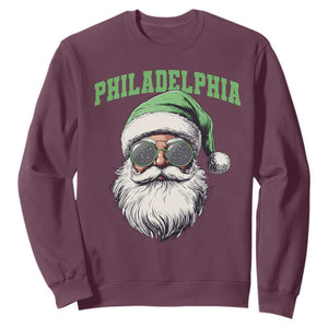 Christmas Philadelphia Fan Sweatshirt Vintage Santa Claus Face Game Day TS10 Maroon Print Your Wear