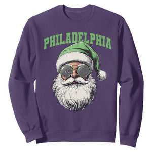 Christmas Philadelphia Fan Sweatshirt Vintage Santa Claus Face Game Day TS10 Purple Print Your Wear