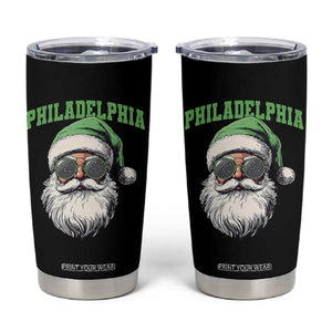 Christmas Philadelphia Fan Tumbler Cup Vintage Santa Claus Face Game Day TS10 Black Print Your Wear