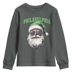 Christmas PFE Youth Sweatshirt Vintage Santa Claus Face Game Day TS10 Dark Heather Print Your Wear