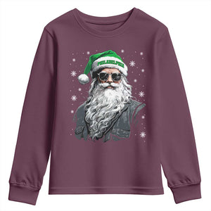Vintage Christmas PFE Youth Sweatshirt Retro Santa Game Day TS10 Maroon Print Your Wear