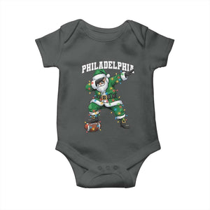 Christmas PFE Baby Onesie Funny Dabbing Santa Football Lovers Game Day TS10 Dark Heather Print Your Wear
