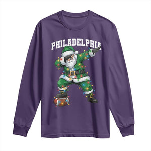 Christmas PFE Long Sleeve Shirt Funny Dabbing Santa Football Lovers Game Day TS10 Purple Print Your Wear