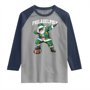 Christmas PFE Raglan Shirt Funny Dabbing Santa Football Lovers Game Day TS10 Sport Gray Navy Print Your Wear