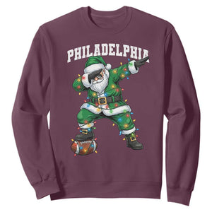 Philadelphia Christmas Sweatshirt Funny Dabbing Santa Football Lovers Game Day TS10 Maroon Print Your Wear