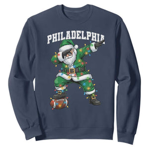 Philadelphia Christmas Sweatshirt Funny Dabbing Santa Football Lovers Game Day TS10 Navy Print Your Wear