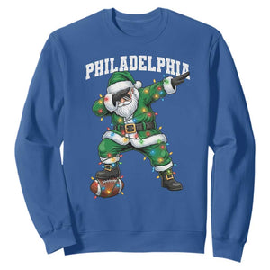 Philadelphia Christmas Sweatshirt Funny Dabbing Santa Football Lovers Game Day TS10 Royal Blue Print Your Wear