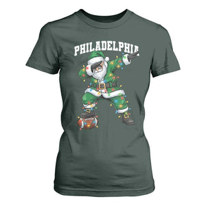 Christmas PFE T Shirt For Women Funny Dabbing Santa Football Lovers Game Day TS10 Dark Forest Green Print Your Wear