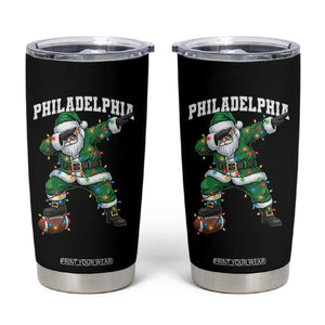 Philadelphia Christmas Tumbler Cup Funny Dabbing Santa Football Lovers Game Day TS10 Black Print Your Wear