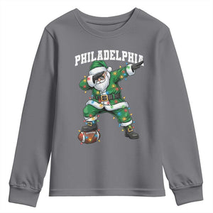 Christmas PFE Youth Sweatshirt Funny Dabbing Santa Football Lovers Game Day TS10 Charcoal Print Your Wear