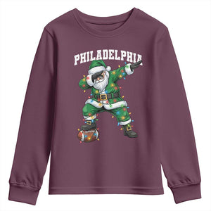 Christmas PFE Youth Sweatshirt Funny Dabbing Santa Football Lovers Game Day TS10 Maroon Print Your Wear