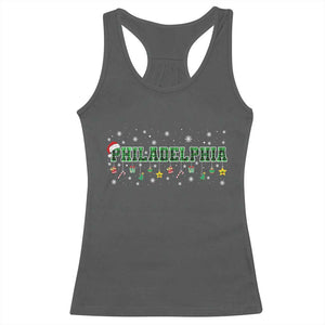 Christmas PFE Racerback Tank Top Green Plaid Philly Fan Football Lovers Xmas Pajamas TS10 Dark Heather Print Your Wear