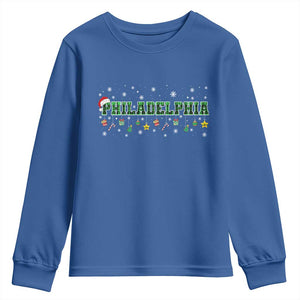 Christmas PFE Youth Sweatshirt Green Plaid Philly Fan Football Lovers Xmas Pajamas TS10 Royal Blue Print Your Wear