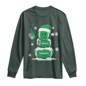 EF Christmas Snowman Long Sleeve Shirt Funny Philly Fan Vintage Football Lovers TS10 Dark Forest Green Print Your Wear