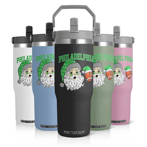 Christmas Santa Philly Lover Flip Straw Tumbler Funny EF Vintage Football Lovers TS10 Print Your Wear