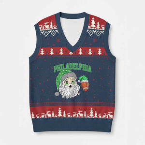 Christmas Santa Philly Lover V-Neck Knit Sweater Vest Funny EF Vintage Football Lovers TS10 Navy Red Print Your Wear