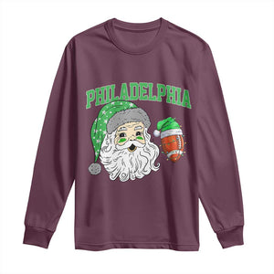 Christmas Santa Philly Lover Long Sleeve Shirt Funny EF Vintage Football Lovers TS10 Maroon Print Your Wear