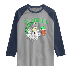 Christmas Santa Philly Lover Raglan Shirt Funny EF Vintage Football Lovers TS10 Sport Gray Navy Print Your Wear