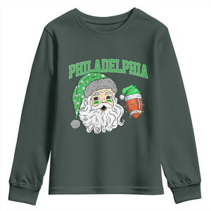 Christmas Santa Philly Lover Youth Sweatshirt Funny EF Vintage Football Lovers TS10 Dark Forest Green Print Your Wear