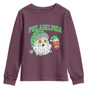 Christmas Santa Philly Lover Youth Sweatshirt Funny EF Vintage Football Lovers TS10 Maroon Print Your Wear