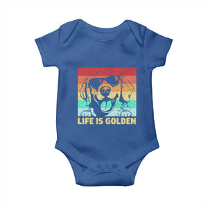 Golden Retriever Dog Baby Onesie Life is Golden Retro Vintage TS10 Royal Blue Print Your Wear