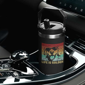 Golden Retriever Dog Flip Straw Tumbler Life is Golden Retro Vintage TS10 Print Your Wear
