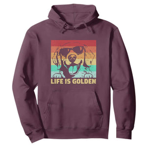 Golden Retriever Dog Hoodie Life is Golden Retro Vintage TS10 Maroon Print Your Wear