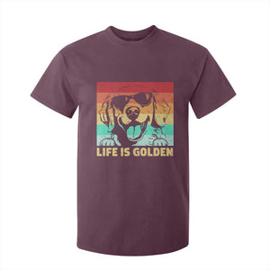 Golden Retriever Dog T Shirt For Kid Life is Golden Retro Vintage TS10 Maroon Print Your Wear