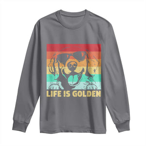 Golden Retriever Dog Long Sleeve Shirt Life is Golden Retro Vintage TS10 Charcoal Print Your Wear