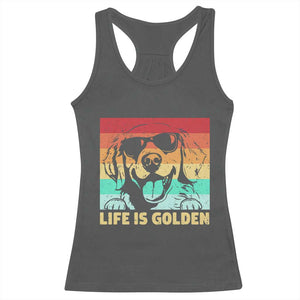 Golden Retriever Dog Racerback Tank Top Life is Golden Retro Vintage TS10 Dark Heather Print Your Wear