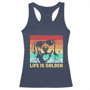 Golden Retriever Dog Racerback Tank Top Life is Golden Retro Vintage TS10 Navy Print Your Wear