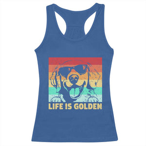Golden Retriever Dog Racerback Tank Top Life is Golden Retro Vintage TS10 Royal Blue Print Your Wear