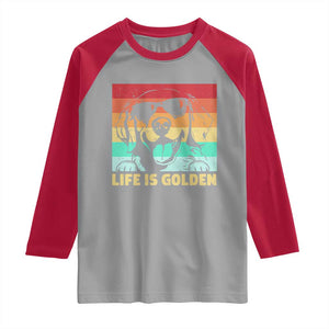Golden Retriever Dog Raglan Shirt Life is Golden Retro Vintage TS10 Sport Gray Red Print Your Wear