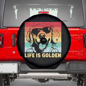 Golden Retriever Dog Spare Tire Cover Life is Golden Retro Vintage TS10 Black Print Your Wear